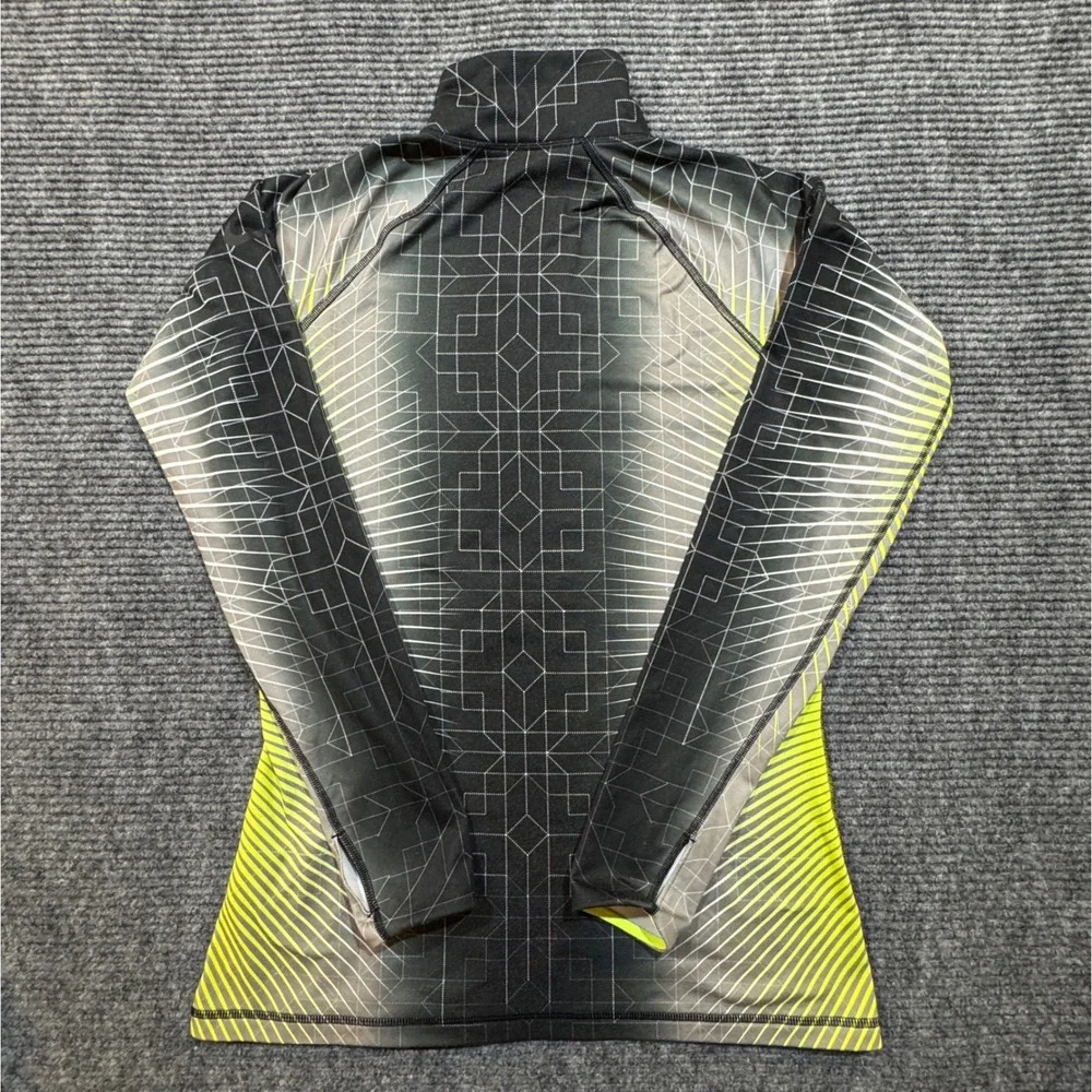 Nike Pro Hyperwarm Half Zip Women's‎ L Black Yellow Geometric Pullover
